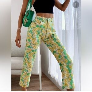 Zara floral cropped trouser size extra large